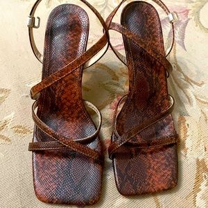 Faux brown snakeskin sandals size 9